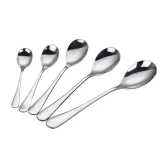 5 Pieces Spoon Silverware Set Smooth Edge Stainless Steel TablewareIce Cream Ice Cream Soup Flavored Coffee Eating Spoon