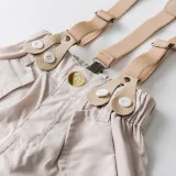 4PCS Boys Outfit White Shirts and Apricot Suspender Shorts Dress Up