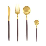 4 Piece Portugal Smooth Edge Stainless Steel Tableware Includes Dinner Forks Knives Spoons