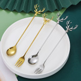 Christmas Elk Deer Spoon 2 Piece Smooth Edge Stainless Steel Tableware Includes Dinner Forks Knives Spoons