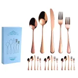 20 Pieces Silverware Set Smooth Edge Stainless Steel Tableware Includes Dinner Forks Knives Spoons
