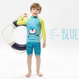 Kids Swimsuit Cartoon Penguin Long Sleeve Tops And Short Pants