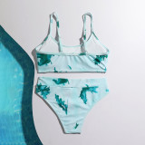 Toddler Girl Swimsuit Ink Printing Bikini Vest Beachwear Set