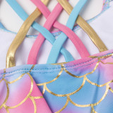 Toddler Girl Swimsuit Mermaid Colourful Scale Shell Sequins Bikini Set