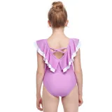Girls Swimsuit Flounces Collar One-Piece Bikini Set Beachwear For Toddler Kids