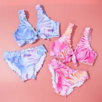 Toddler Girl Swimsuit Gradual Bowknot Ruffles Bikini Set