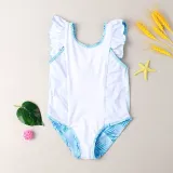 Baby Toddler Girl Swimsuit Flower Printing Ruffled Backless Beachwear