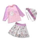 3PCS Baby Toddler Girl Unicorn Rainbow Swimsuit With Swimming Cap