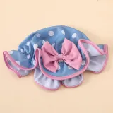 3PCS Toddler Girl Swimsuit Stripe Dot Bowknot Ruffled Beachwear