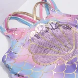 Toddler Girl Swimsuit Mermaid Colourful Scale Shell Sequins Bikini Set