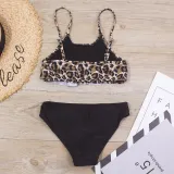 Toddler Girl Swimsuit Rainbow Leopard Bikini Ruffled Beachwear