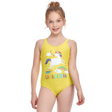 Girls Swimsuit One-Piece Rainbow Pegasus Unicorn Printed Beachwear For Toddler Kids