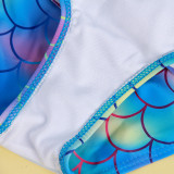 Toddler Girl Mermaid Swimsuit Scale Ruffle Off-the-shoulder Beachwear Set