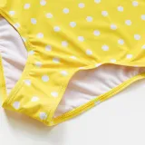 Baby Toddler Girl Yellow Swimsuit Ruffled Dot Sleeveless Bowknot Beachwear