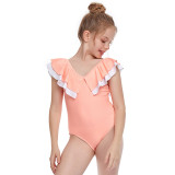 Girls Swimsuit Flounces Collar One-Piece Bikini Set Beachwear For Toddler Kids