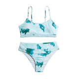 Toddler Girl Swimsuit Ink Printing Bikini Vest Beachwear Set