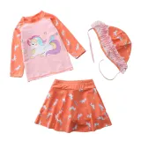 3PCS Baby Toddler Girl Unicorn Rainbow Swimsuit With Swimming Cap