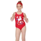 Girls Swimsuit One-Piece Rainbow Pegasus Unicorn Printed Beachwear For Toddler Kids