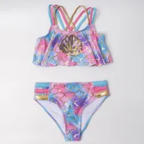 Toddler Girl Swimsuit Mermaid Colourful Scale Shell Sequins Bikini Set