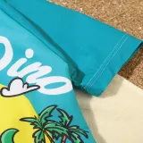 Toddler Boy Swimsuit Cool Surfer Dinosaur Beachwear Set