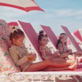 Baby Toddler Girl Swimsuit Flower Printing Long Sleeve Lace Beachwear Set