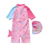 Baby Toddler Girl Cartoon Mermaid Swimsuit Contrast Color Beachwear