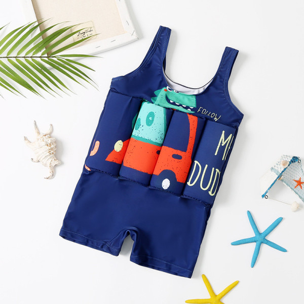 Toddler Boy Float Dinosaur Cartoon Printing Vest One-piece Buoyancy Swimsuit