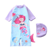 Baby Toddler Girl Cartoon Mermaid Swimsuit Short Sleeves Beachwear