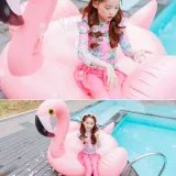 Children Girls Flower Printed Long Sleeve Swimsuit Swimwear Tankini UV Protective Beachwear