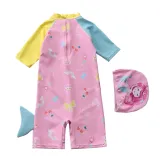 Baby Toddler Girl Cartoon Mermaid Swimsuit Contrast Color Beachwear