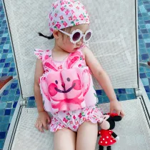 Baby Toddler Girl Float Rabbit Flower Printing Buoyancy Swimsuit