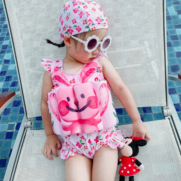 Baby Toddler Girl Float Rabbit Flower Printing Buoyancy Swimsuit