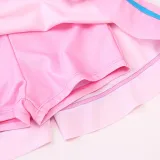 Kids Girls Swimsuits One Piece Skirt Pink Short Sleeve Bathing Suit With Zipper