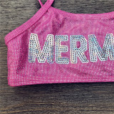 Toddler Girl Swimsuit Mermaid Letter Glitter Hot-stamping Bikini Beachwear