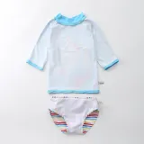 Baby Girls Unicorn Stripes Printed Swimsuits Long Sleeve Two-Pieces Beachwear