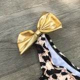 Toddler Girl Swimsuit Leopard Printing Bikini One-shoulder Bowknot Beachwear Set