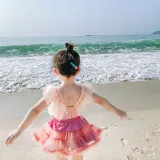 Baby Toddler Girl Swimsuit Lace Pearl Sleeveless Bikini One-Piece