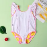 Baby Toddler Girl Swimsuit Flower Printing Ruffled Backless Beachwear