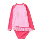 Baby Girls Cartoon Crab Dot Pattern Printed Swimsuits Ruffled Long Sleeve Beachwear