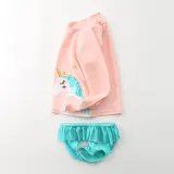 Baby Girls Unicorn Stripes Printed Swimsuits Long Sleeve Two-Pieces Beachwear