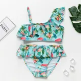 Toddler Girl Swimsuit Rainbow Unicorn Flamingo Ruffled Printing Bikini Set