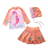 3PCS Baby Toddler Girl Cartoon Mermaid Swimsuit With Swimming Cap
