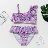 Toddler Girl Swimsuit Rainbow Unicorn Flamingo Ruffled Printing Bikini Set