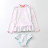 Baby Girls Pineapple Lemon Pattern Printed Swimsuits Ruffled Long Sleeve Beachwear