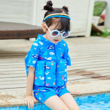 Baby Toddler Kids Float Cartoon Mermaid Short Sleeves Zipper Buoyancy Swimsuit