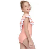 Girls Swimsuit Flounces Collar One-Piece Bikini Set Beachwear For Toddler Kids