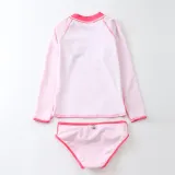 Baby Girls Cartoon Crab Dot Pattern Printed Swimsuits Ruffled Long Sleeve Beachwear
