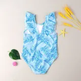 Baby Toddler Girl Swimsuit Flower Printing Ruffled Backless Beachwear
