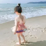 Baby Toddler Girl Swimsuit Lace Pearl Sleeveless Bikini One-Piece