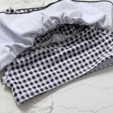 Baby Girls Swimsuit Black and White Plaids Dot Two-Pieces Bikini With Cap